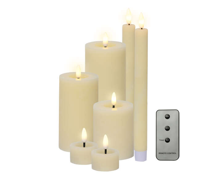 LUMINEO Set 7-tlg. LED Wachs-Kerzen